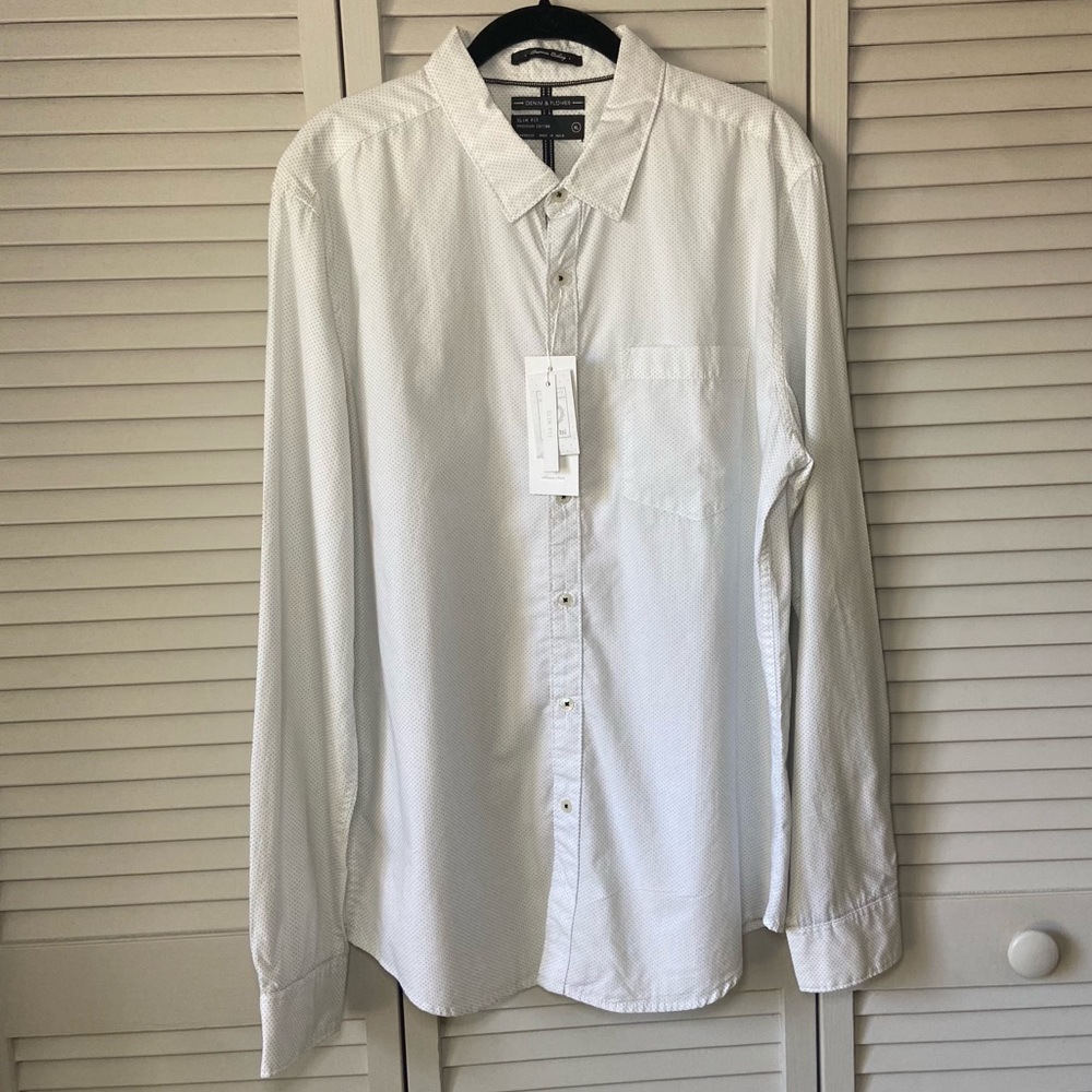 NWT White Patterned Button-down Sz XL